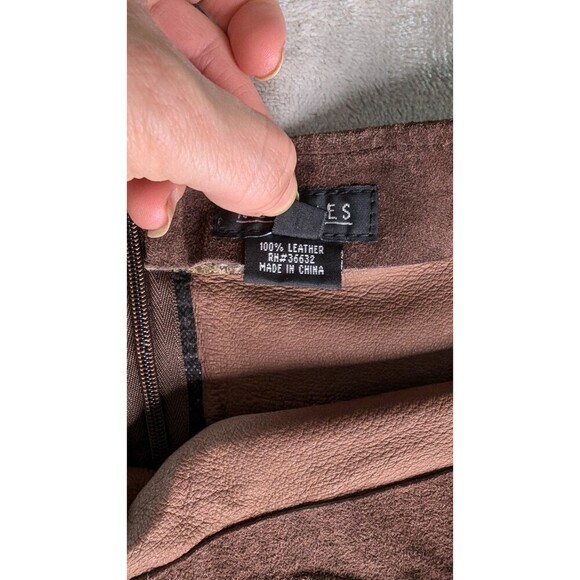 Multiples Sz12 Dead Stock Boho leather Brown Skirt Cowgirl Country Rodeo Y2K - Picture 5 of 12